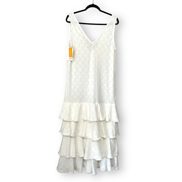 Anthropologie Encantadore White Eyelet Lace Ruffled Shashi Maxi Dress NWT - Picture 3 of 14